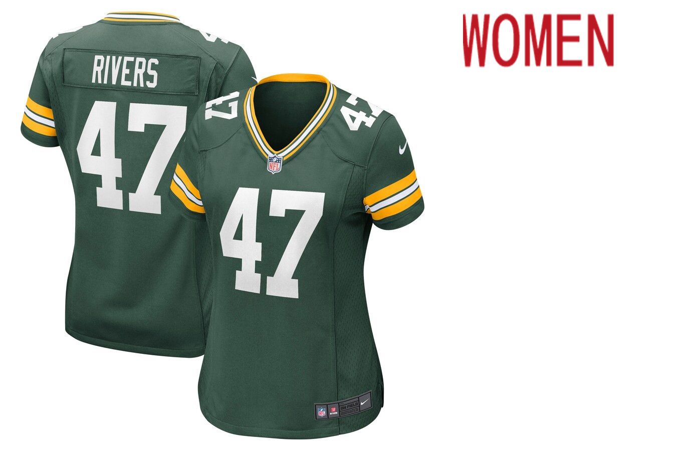 Women Green Bay Packers #47 Chauncey Rivers Green Nike Game NFL Jersey